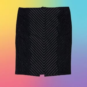 Pinstripe Lace Black Pencil Skirt, M